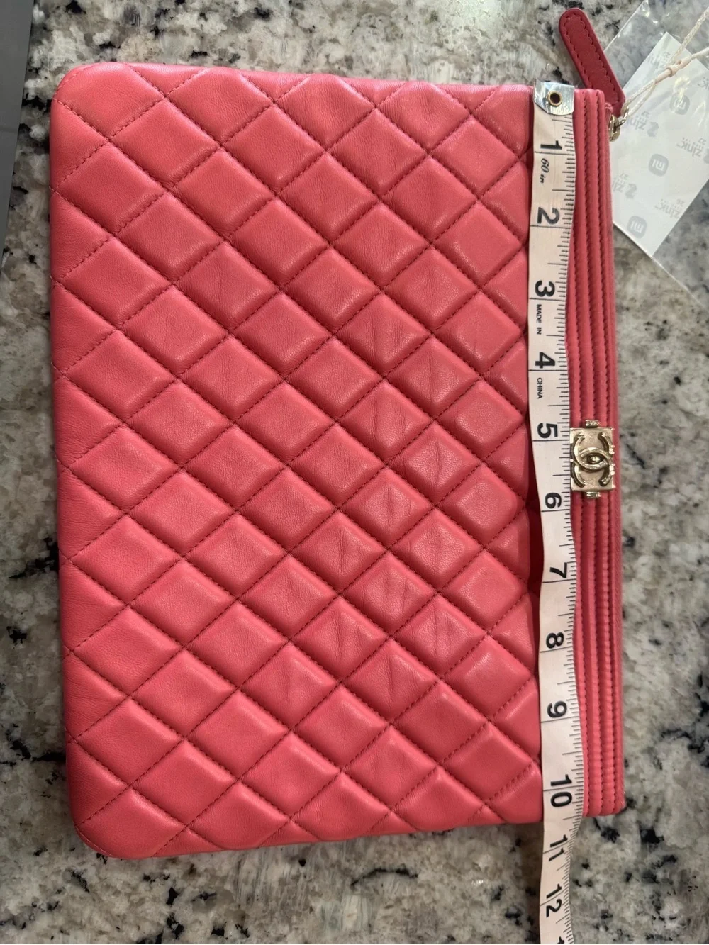 Rare Chanel Boy Quilted Lambskin Clutch in Coral